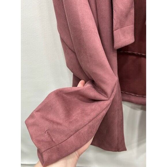 Torrid Womens Faux Suede Peplum Jacket Spread Collar Moto Mauve Pink Plus Size 4 - Picture 4 of 12